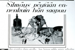 Silmäys pöytää ennenkuin hän saapuu